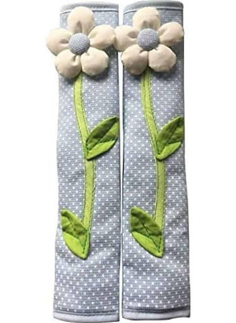 2-Piece Decorative Flower Refrigerator Door Handle Set Multicolour