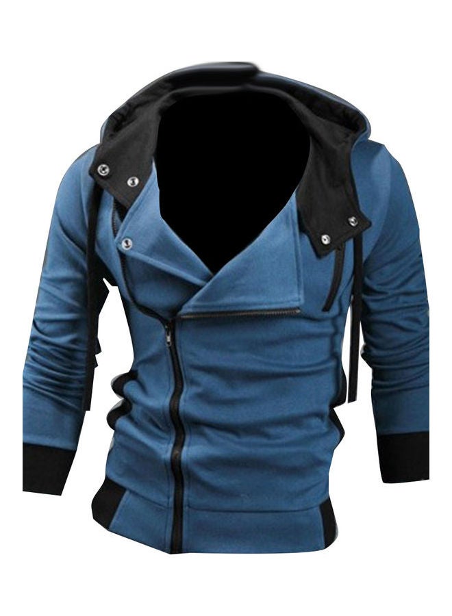 Side Zipper Hooded Jacket Blue/Black