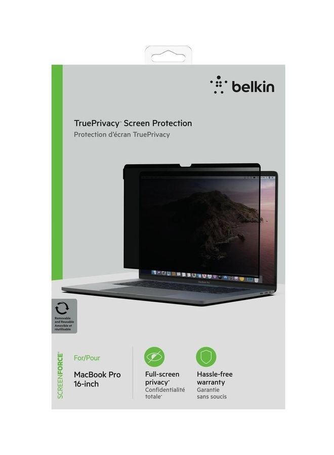belkin Screenforce Trueprivacy Screen Protector - Ultra Thin Privacy Shield For Macbook Pro 16 Inches, Full-Screen Protection, 2-Way Side Filter, Removable And Reusable, Easy Installation Clear  - Image 3