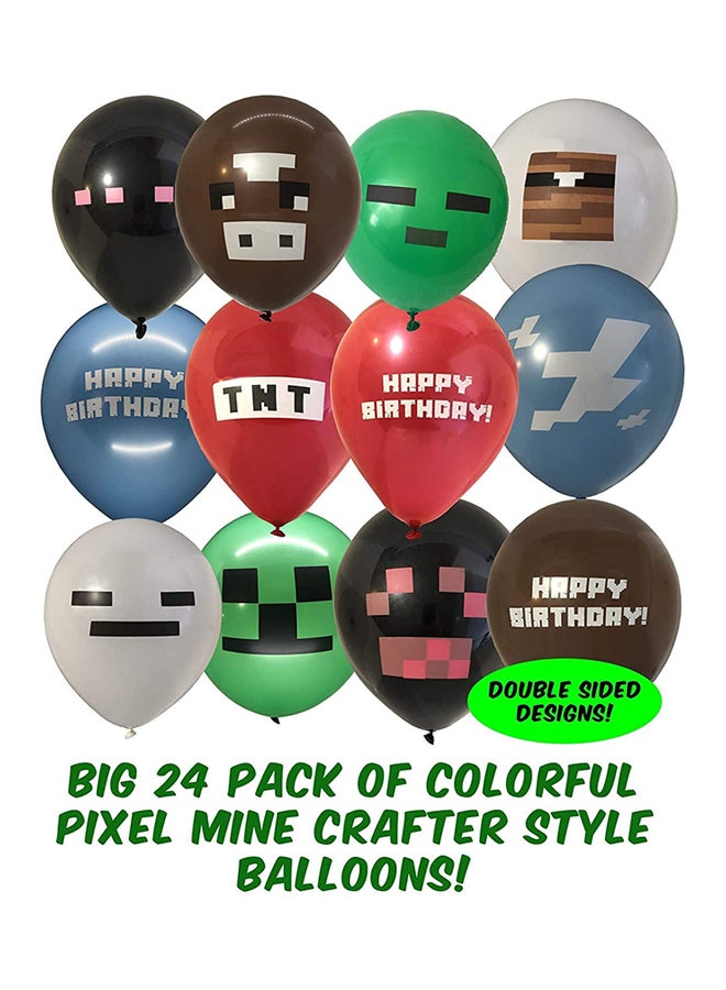 Generic - 24-Piece Pixel Miner Crafting Style Balloons 2inch - Image 1