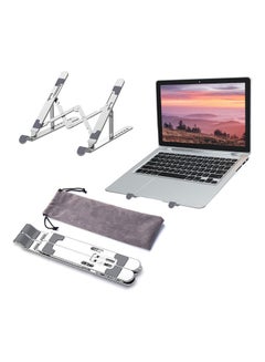 Generic Foldable Aluminum Alloy Laptop Holder  7 Levels Height Adjustment Silver Silver/Grey  - Image 1