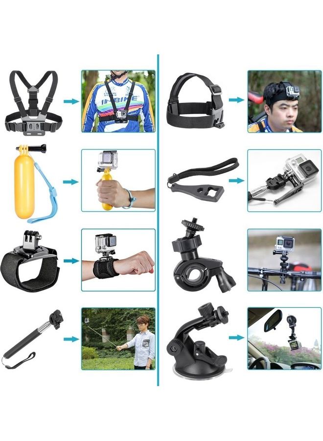 Neewer - Neewer 12-In-1 Action Camera Accessory Kit For GoPro Hero Session/5 Hero 1 2 3 3+ 4 5 6 SJ4000 5000 6000 DBPOWER AKASO VicTsing APEMAN WiMiUS Rollei QUMOX Lightdow Campark And Sony Sports DV Black - Image 1