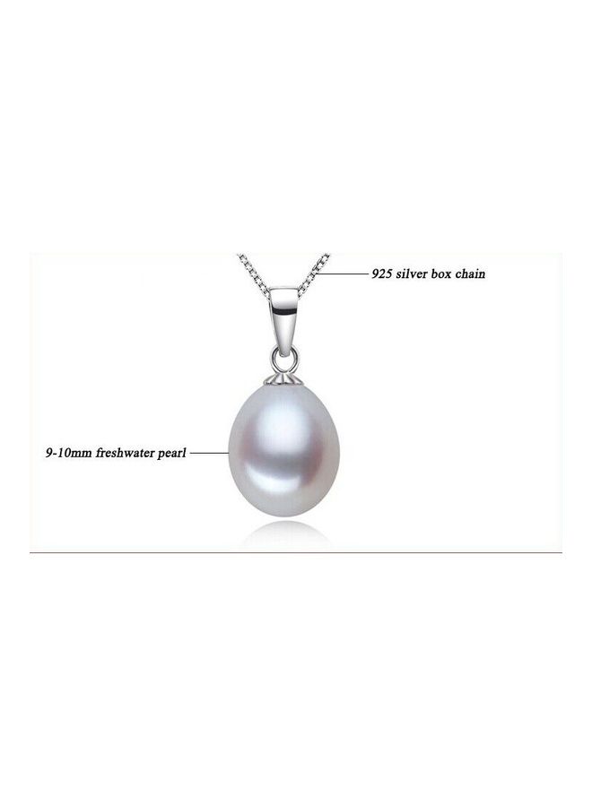 Generic - Water Drop Pearl 925 Sterling Silver Pendant Necklace With Box Chain Elegant Jewelry - Image 1
