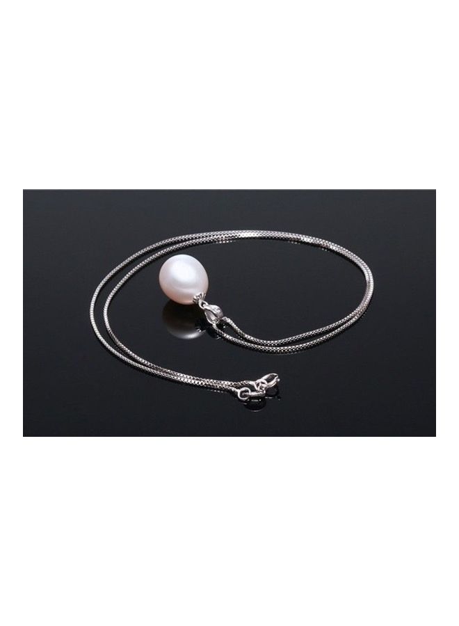 Generic - Water Drop Pearl 925 Sterling Silver Pendant Necklace With Box Chain Elegant Jewelry - Image 1