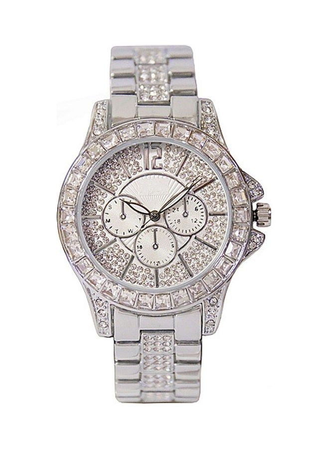 Women's Rhinestone Diamond Studded Chronograph Watch J3596S - 38 mm - Silver - Image 1