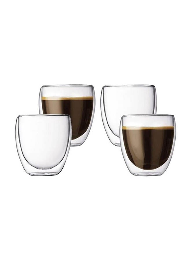 Urban Utility 4-Piece Double Wall Borosilicate Glass Mug Set Clear 250ml - Image 2