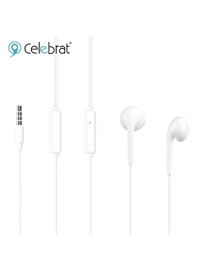 Celebrat Stereo Sound Earphones White - Image 2