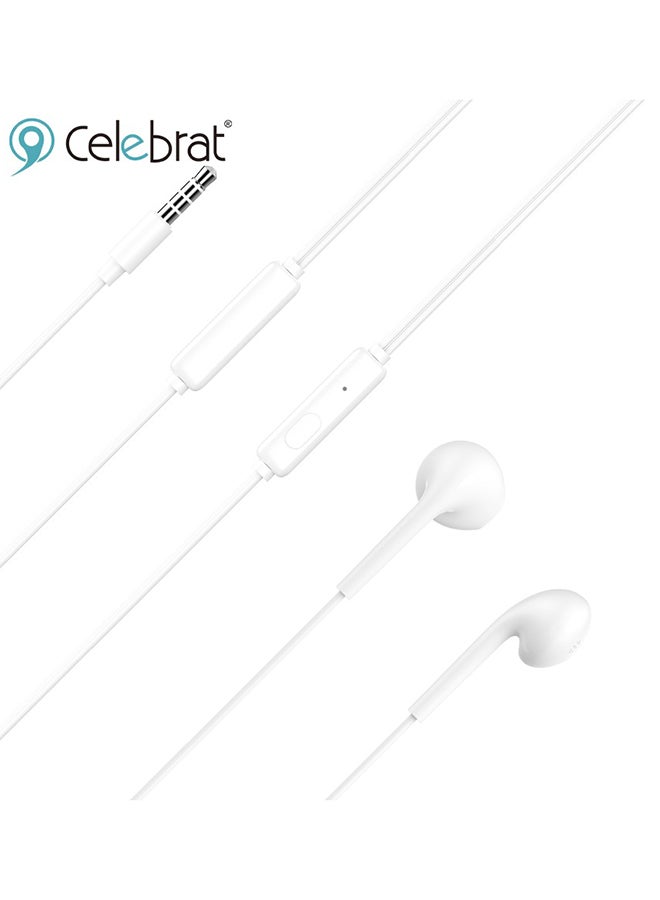 Celebrat Stereo Sound Earphones White - Image 3