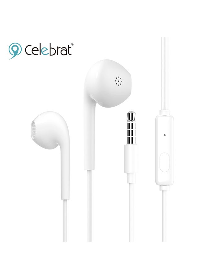 Celebrat Stereo Sound Earphones White - Image 4