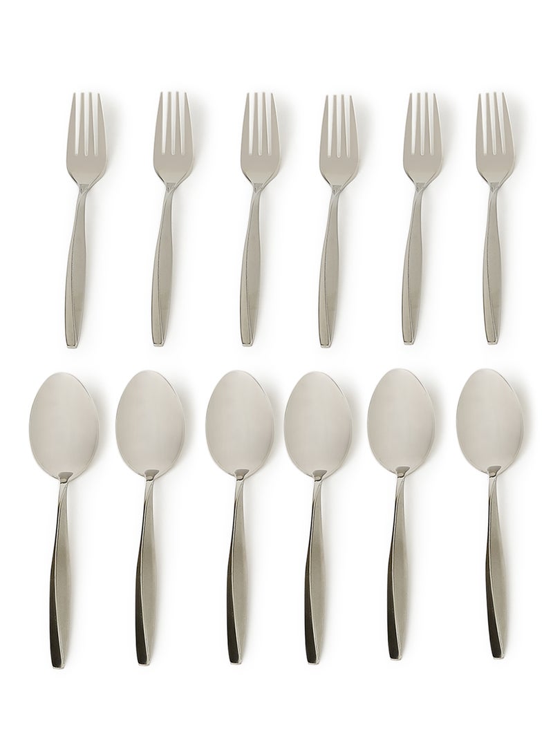 ديسيني طقم أدوات مائدة مصنوع من الستانلس ستيل مكون من 12 قطعة فضي - Image 1