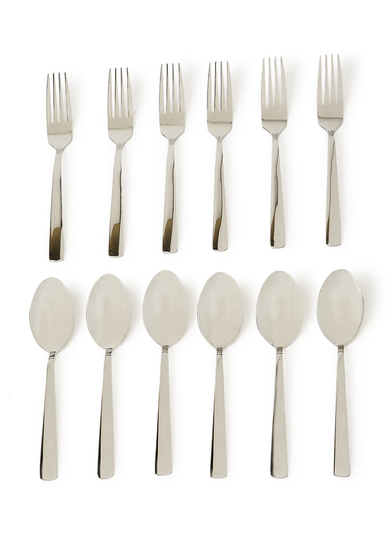 ديسيني طقم أدوات مائدة مصنوع من الستانلس ستيل مكون من 12 قطعة فضي - Image 1