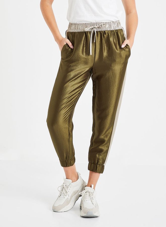 ONLY Metallic Joggers Olive  - Image 1
