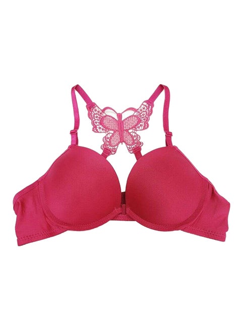 Front Open Padded Pushup Bra maroon