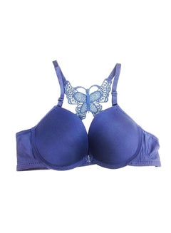 Front Open Padded Pushup Bra navy