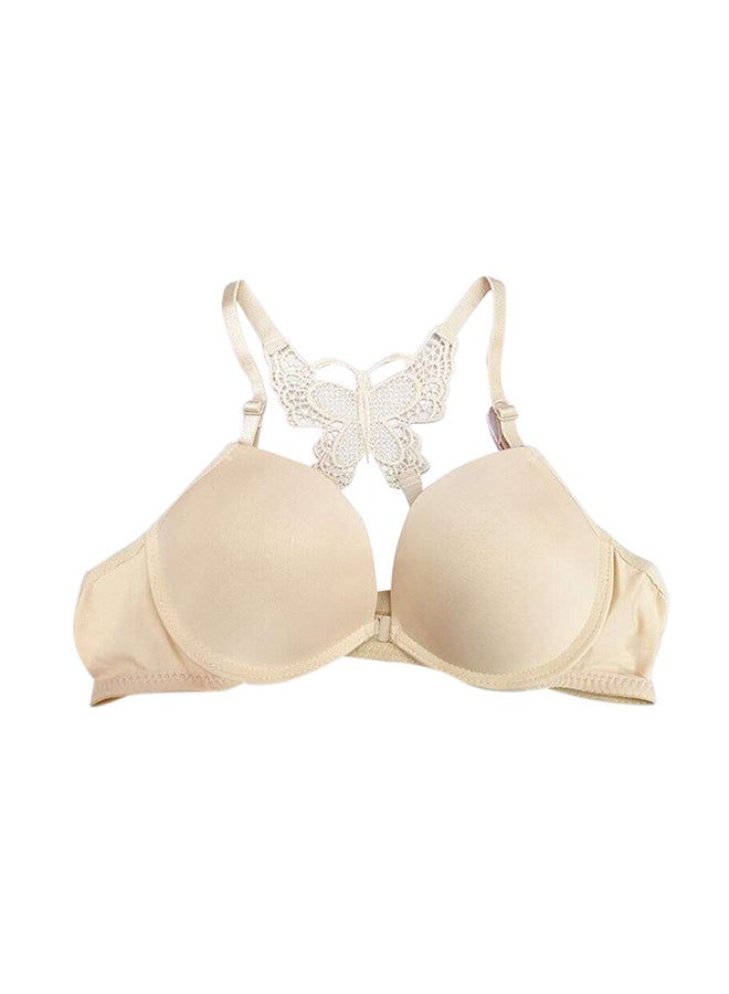 Front Open Padded Pushup Bra creem - Image 1