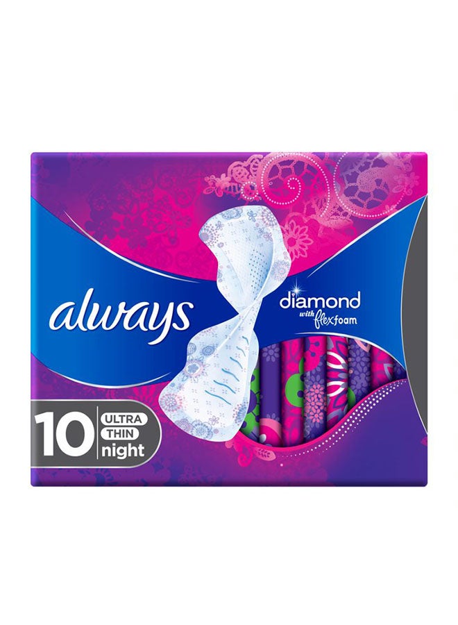 Diamond Flex Foam Large Sanitary Pads With Wings 10 Count White - v1611144650/N43811475A_1