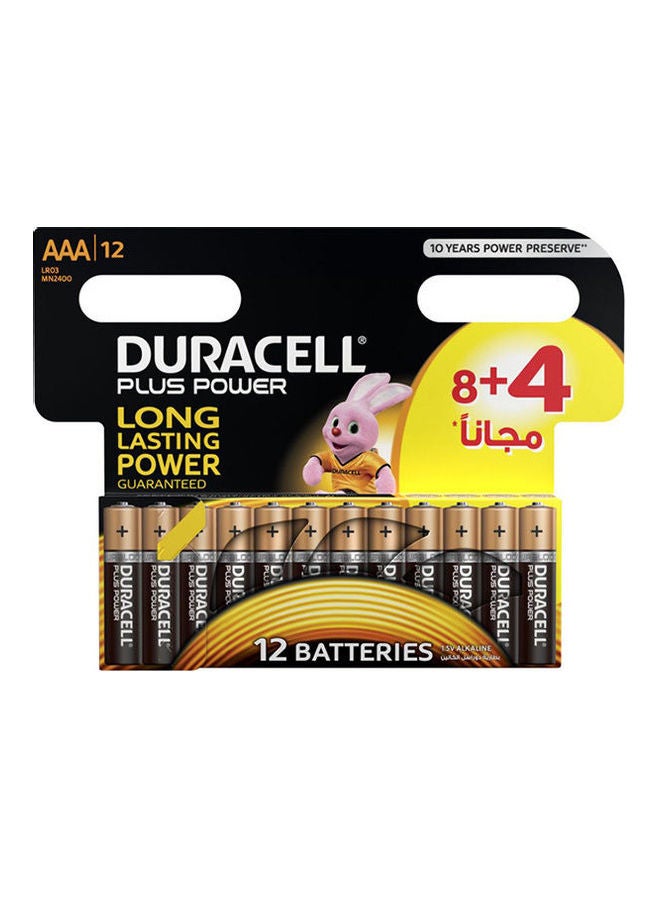 دوراسيل مجموعة بطاريات قلوية بلس باور AAA من 12 قطعة متعدد الألوان - Image 1