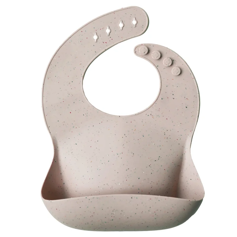 mushie Adjustable Silicone Baby Bib - Shifting Sand Terrazzo
