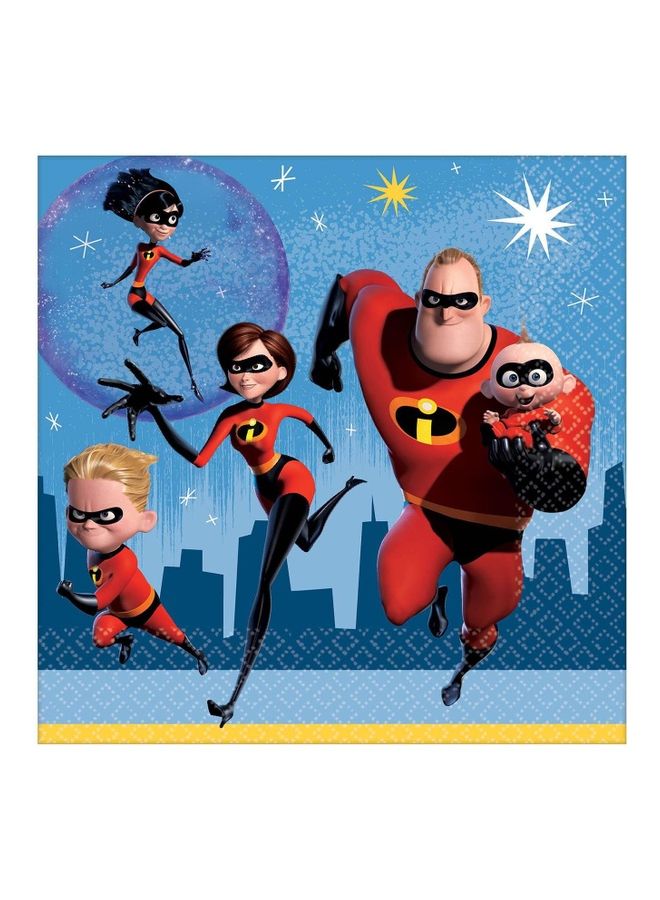 أمسكان طقم مناديل ورقية للمشروبات بطبعة للحفلات - 16 قطعة