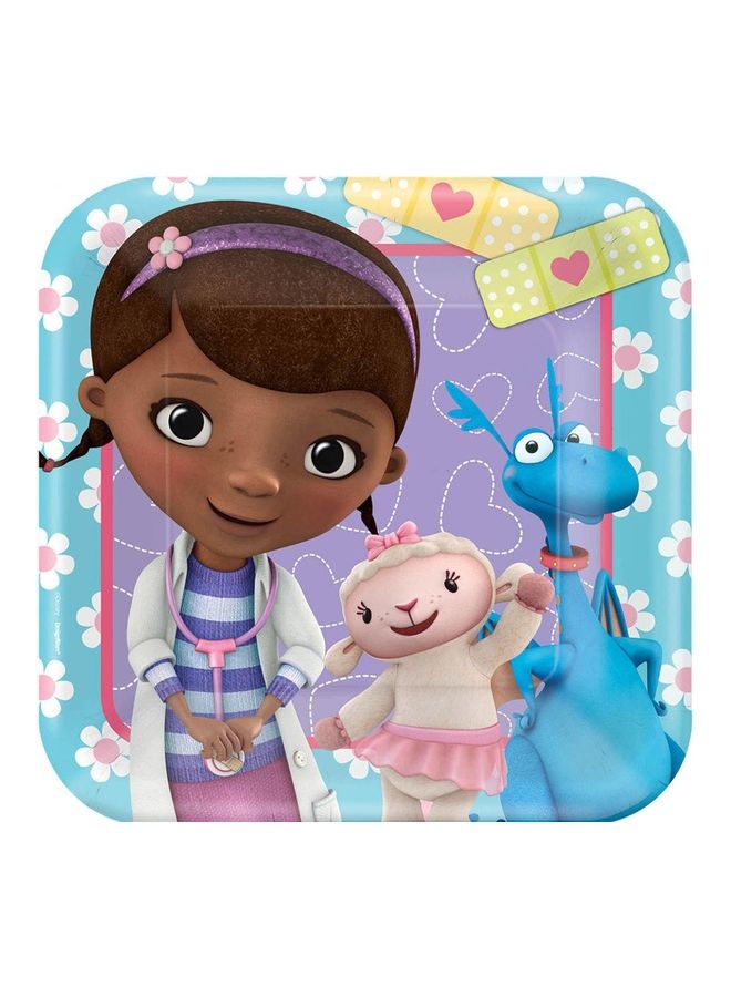 أمسكان مجموعة أطباق لمستلزمات الحفلات بطبعة  من 8 قطع 7بوصة