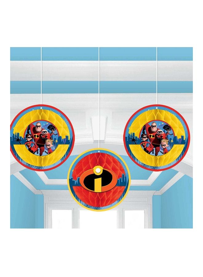 أمسكان زينة بتصميم خلية النحل بطبعة فيلم "Incredibles 2" من 3 قطع