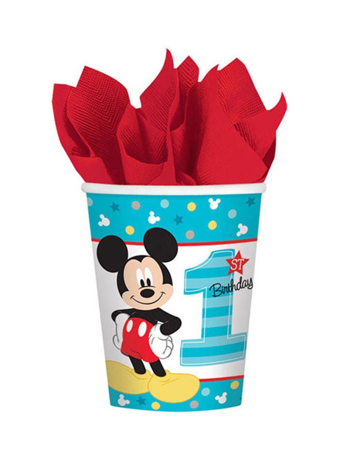 أمسكان مجموعة أكواب بطبعة شخصية ميكي لعيد الميلاد الأول من 8 قطع