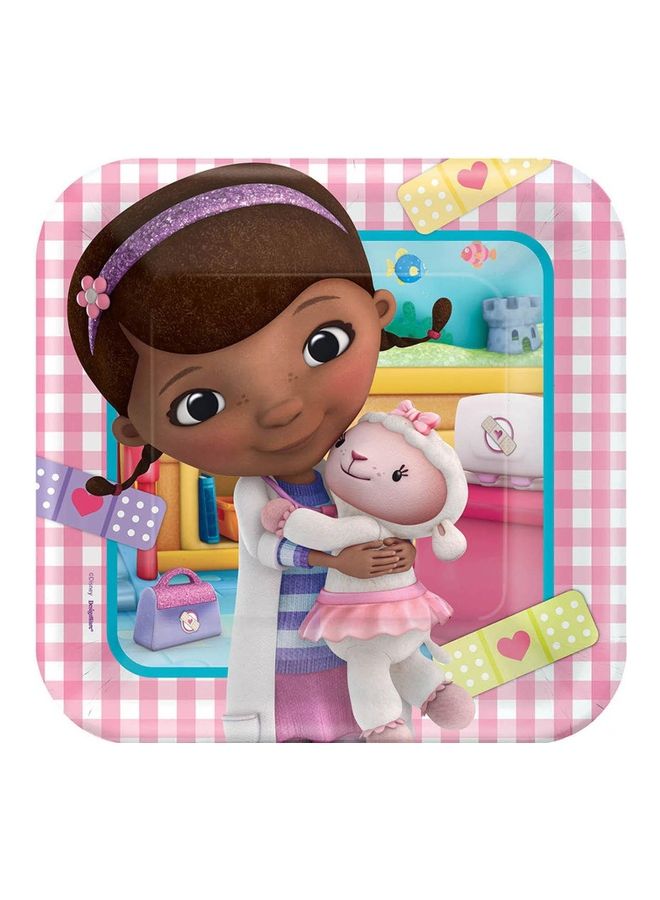 أمسكان مجموعة أطباق بطبعة شخصية الدكتورة ماكستافينز من 8 قطع 9بوصة