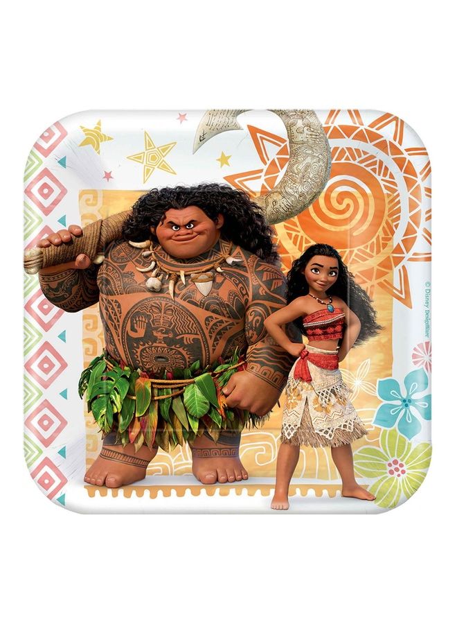 Amscan 8-Piece Moana Printed Plate Set 7inch Kids Birthday Party Tableware, Party Supplies 7inch