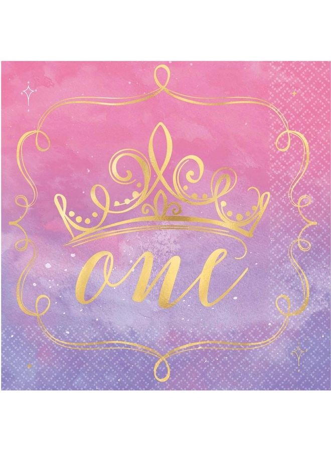 Amscan 16-Piece First Birthday Lunch Napkins - Princess Tableware Party Supplies