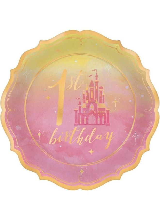 أمسكان مجموعة أطباق بطبعة عبارة "1st Birthday" من 8 قطع 7بوصة