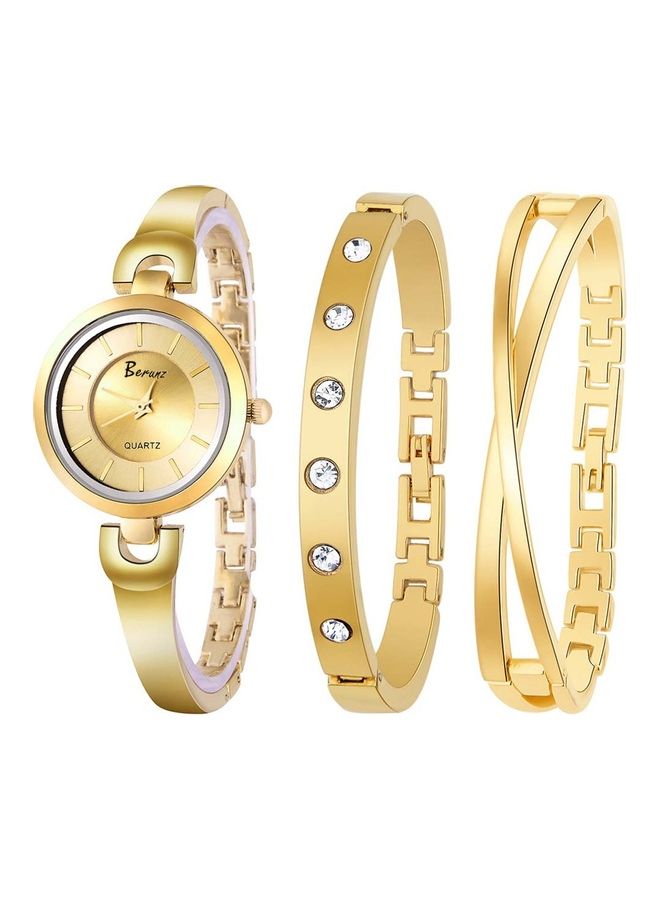 Berunz - Women's Analog Watch Stainless Steel Band With 2 Bracelets - Image 1
