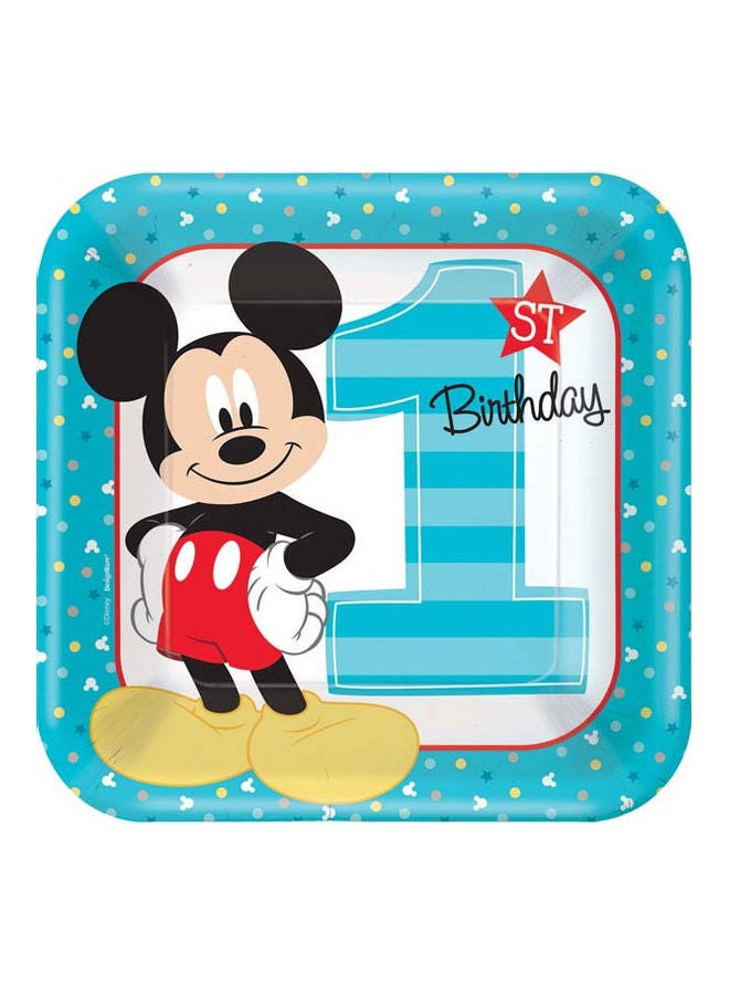 أمسكان مجموعة أطباق بطبعة شخصية ميكي ماوس لعيد الميلاد الأول من 8 قطع 9بوصة