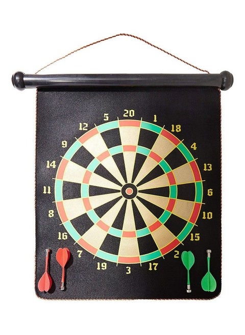 Double Faced Portable Foldable Magnetic Dart Game With 4 Non-Pointed Darts