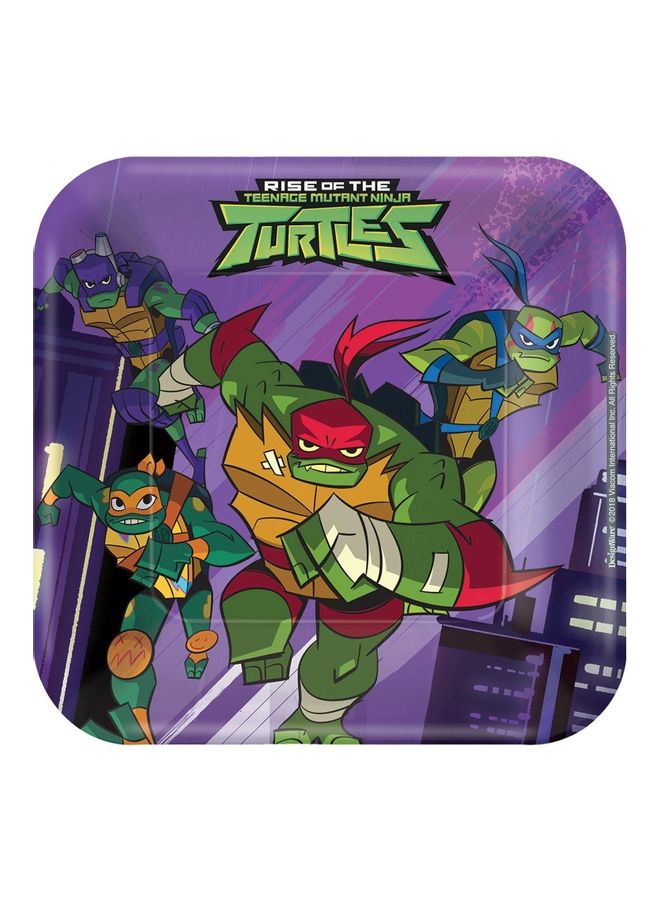 8-Piece Rise Of The Teenage Mutant Ninja Printed Plate Set 7inch Kids Birthday Party Tableware, Party Supplies 7inch