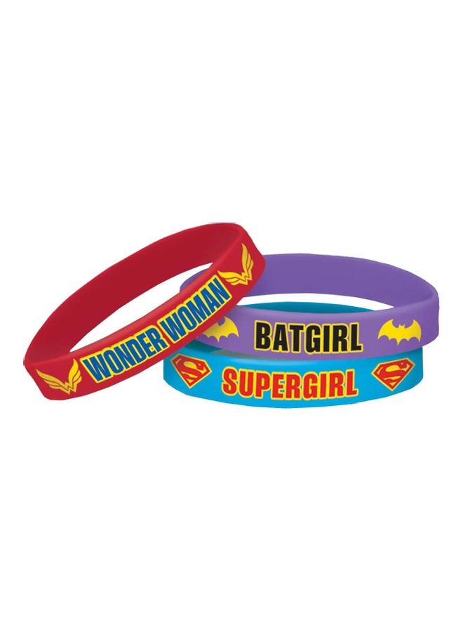 Amscan 3-Piece Superhero Girls Rubber Bracelet 