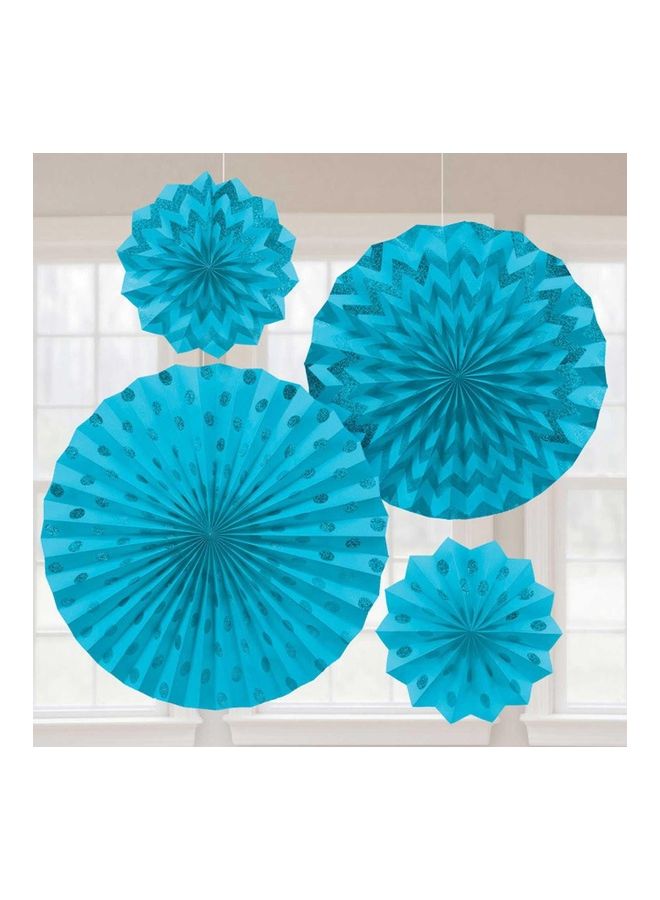 Amscan 4-Piece Caribbean Glitter Paper Fan Set