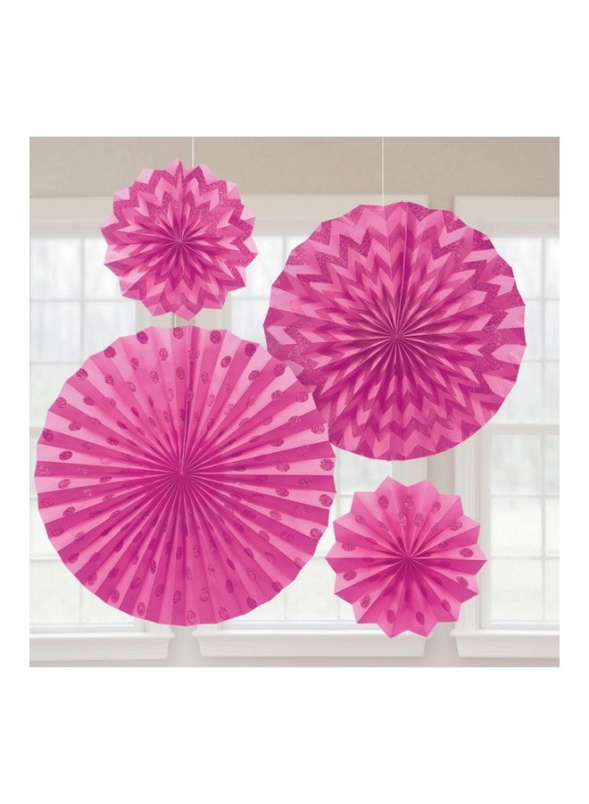 Amscan 4-Piece Bright Glitter Paper Fan Set