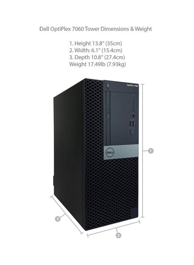 DELL Optiplex 7060 Tower PC with Core i7 Processor/32GB RAM/1TB HDD/240GB SSD/4GB Integrated Graphic Card Black  - Image 5