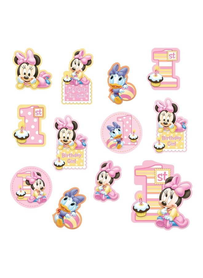 Amscan 12-Piece Of Minnie Mouse 1st Birthday Cutouts Decoration