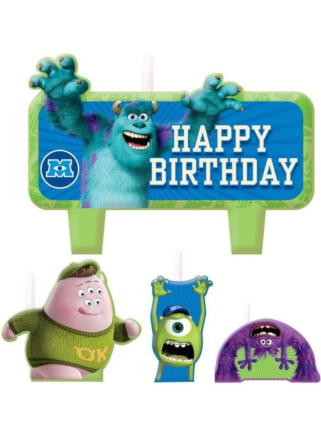 أمسكان طقم شموع عيد ميلاد بنمط فيلم Monsters University مكون من 4 قطع