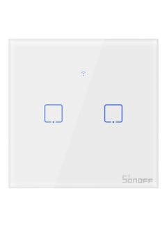 SONOFF T1EU2C-TX 2 Gang Smart WiFi Wall Light Switch 433Mhz RF Remote Control APP/Touch Control Timer EU Standard Panel Smart Switch Compatible with Google Home/Nest & Alexa White 10.2*4.6*10.2cm