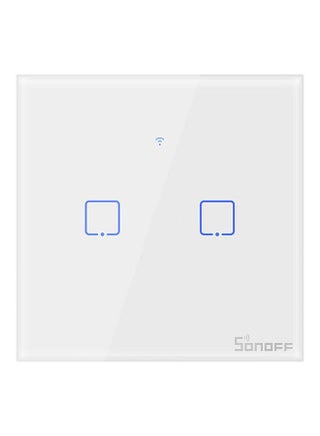 SONOFF T1EU2C-TX 2 Gang Smart WiFi Wall Light Switch 433Mhz RF Remote Control APP/Touch Control Timer EU Standard Panel Smart Switch Compatible with Google Home/Nest & Alexa White 10.2*4.6*10.2cm - v1611188068/N43840598A_1