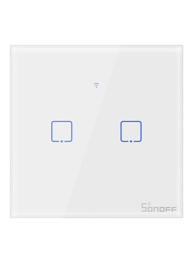 Generic - SONOFF T1EU2C-TX 2 Gang Smart WiFi Wall Light Switch 433Mhz RF Remote Control APP/Touch Control Timer EU Standard Panel Smart Switch Compatible with Google Home/Nest & Alexa White 10.2*4.6*10.2cm - Image 1