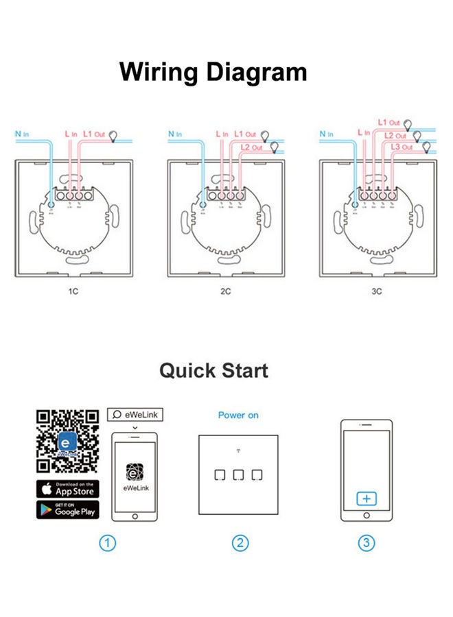 Generic - SONOFF T1EU2C-TX 2 Gang Smart WiFi Wall Light Switch 433Mhz RF Remote Control APP/Touch Control Timer EU Standard Panel Smart Switch Compatible with Google Home/Nest & Alexa White 10.2*4.6*10.2cm - Image 1