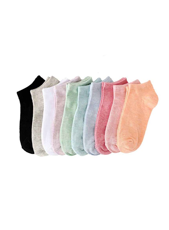 10 Pair Cotton Casual Ankle Socks Multicolour  - Image 1