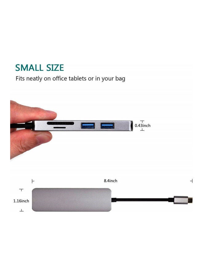 Generic - 5-In-1 USB Type-C Hub Grey - Image 1
