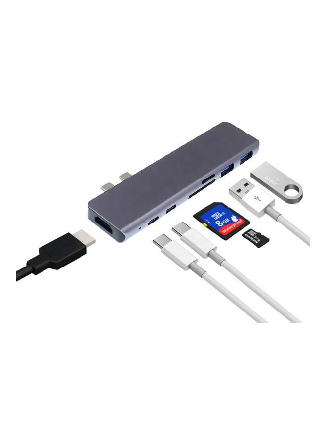 7-In-1 USB 3.0 Type-C Hub For Apple MacBook Pro/Air Grey  - Image 2