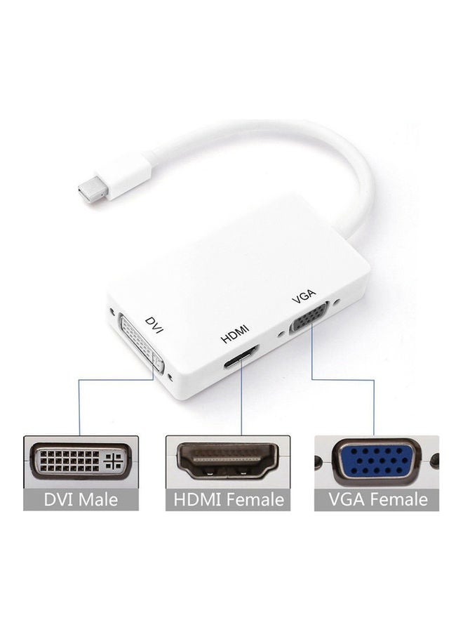 Generic - 3-In-1 Mini displayport DP Thunderbolt Adapter White - Image 1