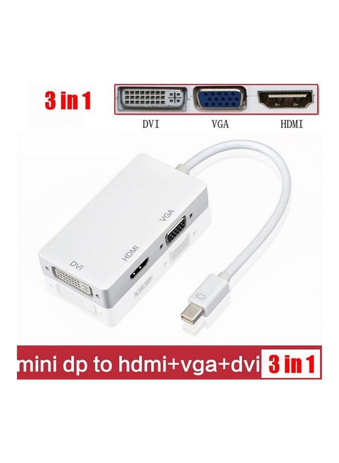 Generic - 3-In-1 Mini displayport DP Thunderbolt Adapter White - Image 1