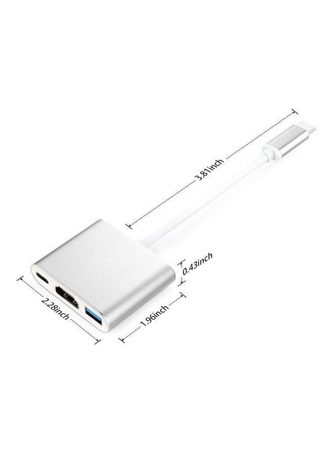 Generic - 3-In-1 Type-C Hub Silver - Image 1